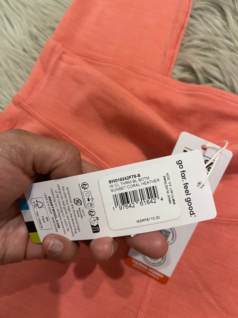 Smartwool sunset coral merino wool layer - Picture 4 of 8